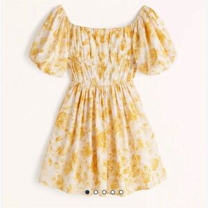 Abercrombie & Fitch Yellow and White Smocked Midi Sundress